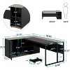 Lantine 71 inch Executive Desk, L Shaped Desk with Cabinet Storage, Executive Office Desk with Shelves for Home Office - 2 of 4