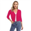 Clearlove Women's Cropped Bolero Cardigan – 3/4 Sleeve V-Neck Basic Classic Casual Button Down Knit Soft Sweater Top - 4 of 4