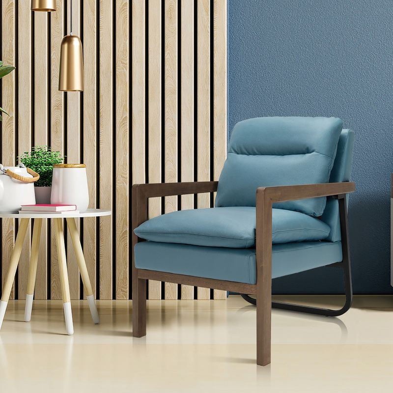 Costway Set of 2 Modern Accent Armchair Lounge Chair w/ Wood Legs & Steel Bracket Yellow\Blue\Green, 5 of 10