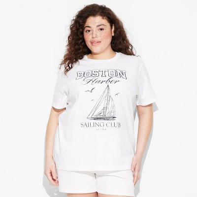 Women's Boston Sailing Short Sleeve Graphic T-Shirt - White