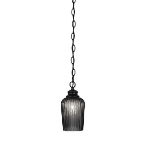 Toltec Lighting Cordova 1 - Light Pendant in  Matte Black with 5" Smoke Textured Shade - 1 of 1
