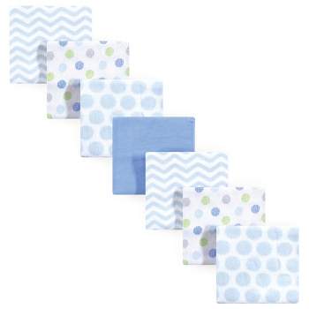 Luvable Friends Baby Boy Cotton Flannel Receiving Blankets, Blue Chevron 7-Pack, One Size