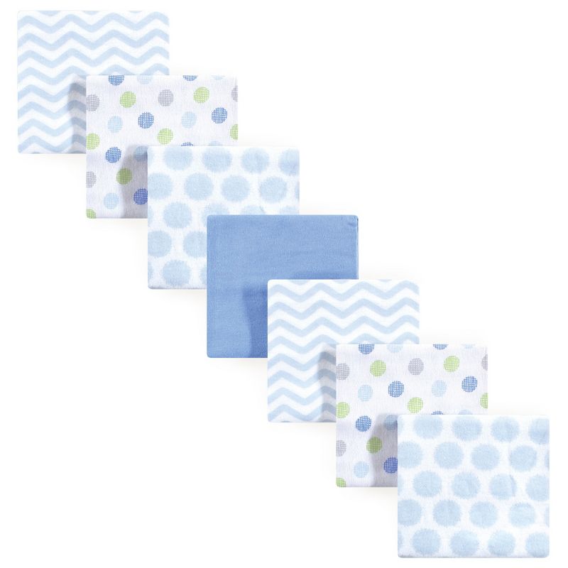 Luvable Friends Baby Boy Cotton Flannel Receiving Blankets, Blue Chevron 7-Pack, One Size, 1 of 3