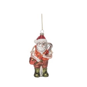 Transpac Glass 6 in. Multicolored Christmas Fishin’ Santa Ornament - 1 of 2