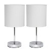11.81" Traditional Petite Metal Stick Bedside Table Desk Lamp in Chrome with Fabric Shade - Creekwood Home - 2 of 4