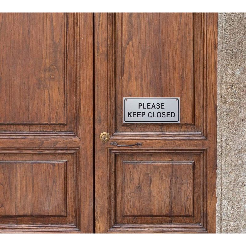 Juvale Please Close Signs - 2-Pack Please Keep Closed Gate Signs, Close Signs for Dog Gate, Business and Home Use, Silver - 7.8 x 3.5 Inches, 3 of 6