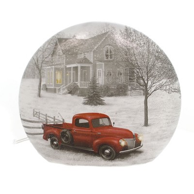Stony Creek 8.75 In Farm Lighted Round Vase Barn House Winter Novelty Sculpture Lights