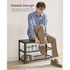 28.7" Shoe Rack Bench 3-Tier Shoe Shelf Storage Bench with Metal Mesh Shelves and Seat Shoe Rack - 3 of 4