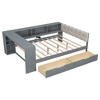 TIRAMISUBEST Wood Twin/Full Size Daybed with Storage Shelves, 2 Drawers and Charging Station, Modern Day Bedframe Sofa Bed with Upholstered Headboard - 4 of 4
