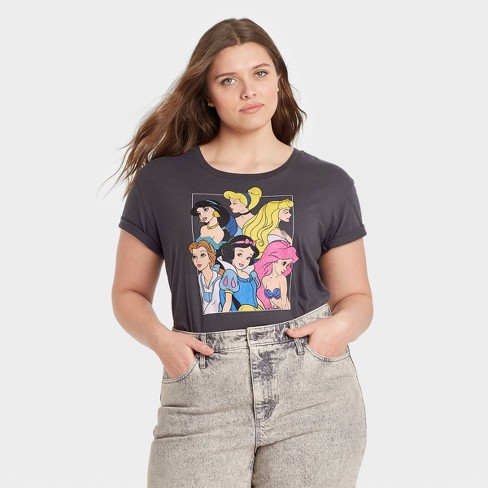 Women S Disney Princess Plus Size Short Sleeve Graphic T Shirt Black 3x Target