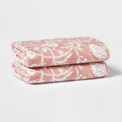 2pk Value Printed Tile Decorative Hand Towel Floral Rose - Threshold™
