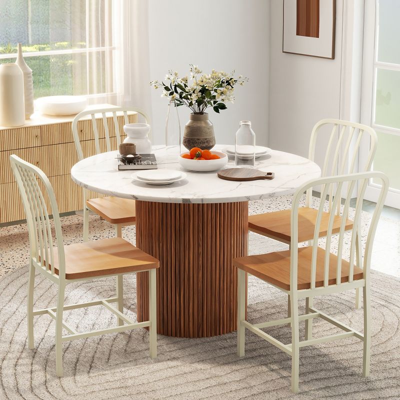 Tangkula Dining Chair Set of 4 Armless Spindle Back Kitchen Chairs w/ Ergonomic Seat, 3 of 11