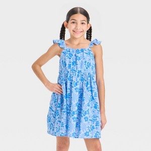 Girls' Bluey Gauze Dress - Blue - 1 of 3