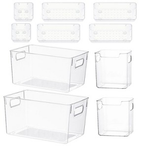 LunaLulinlk 10Pcs Plastic Pantry Organization and Storage Bins with Clear Fridge Organizer for Kitchen Snack Cabinet Freezer Countertops - 1 of 4