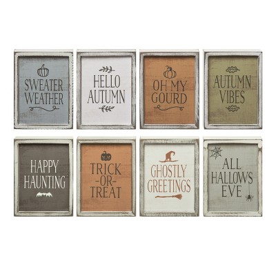Transpac MDF Reversible Block Decor Set of 4 Christmas Tabletop Signs Multicolored Wood Indoor Holiday Decorations