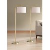 360 Lighting Serra Modern 64" Tall Standing Floor Lamps Set of 2 Lights Curved Chairside Arc Foot Switch Offset Arm Metal Warm Gold Finish Living Room - 2 of 4