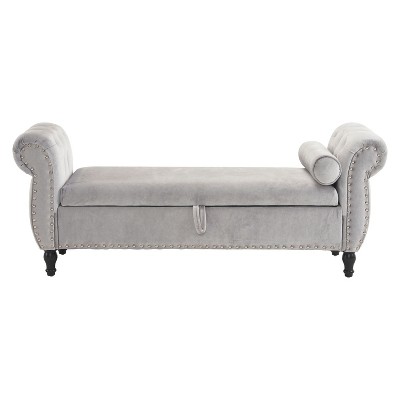 NicBex Modern 51.25" Velvet Storage Bench with Rolled Arms for Bedroom and Entryway