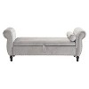 Okak Luxury Velvet Storage Ottoman Bench with Pillow Multifunctional Rectangular Storage Foot Rest Stool for Living Room,Entryway,Bedroom, Gray - 4 of 4