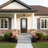 36 x 80 Smooth Fiberglass Entry Door,New Packaging Vinyl Frame,Smooth Brush Dark Brown, 3/4 View Frosted Glass - 2 of 4