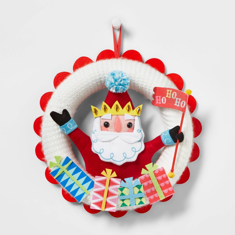 HO HO HO Fabric Santa Wreath - Wondershop