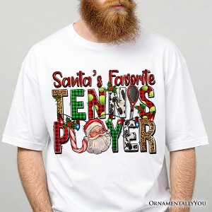 Santa’s Favorite Tennis Player Christmas T-Shirt, Sports Team Holiday Tee | OrnamentallyYou - 1 of 4