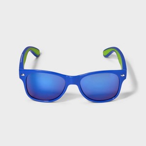 Boys' Surf Sunglasses with Green Grip - Cat & Jack™ Blue: Maximum UV Protection, Ages 3-9, Recycled Plastic Frame - 1 of 2