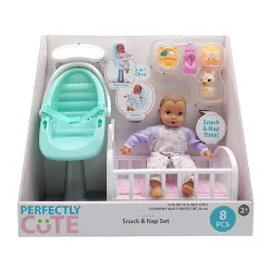 Perfectly Cute Baby Snack and Nap Set 8" Baby Doll - Light Brown Hair/Brown Eyes