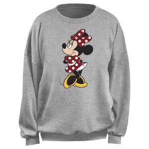 Junior's Mickey & Friends Polka Dot Minnie Portrait Sweatshirt - 1 of 2