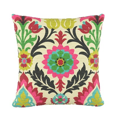 Floral Square Throw Pillow - Skyline Furniture: Couch Accent, Botanical Pattern, Zipper Closure, Indoor Use