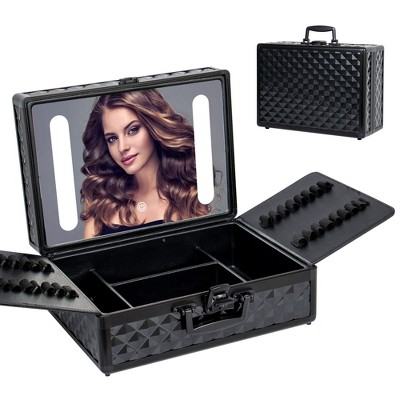 Portable Makeup Case with Mirror Travel Makeup Bag Cosmetic Organizer Box with Locks