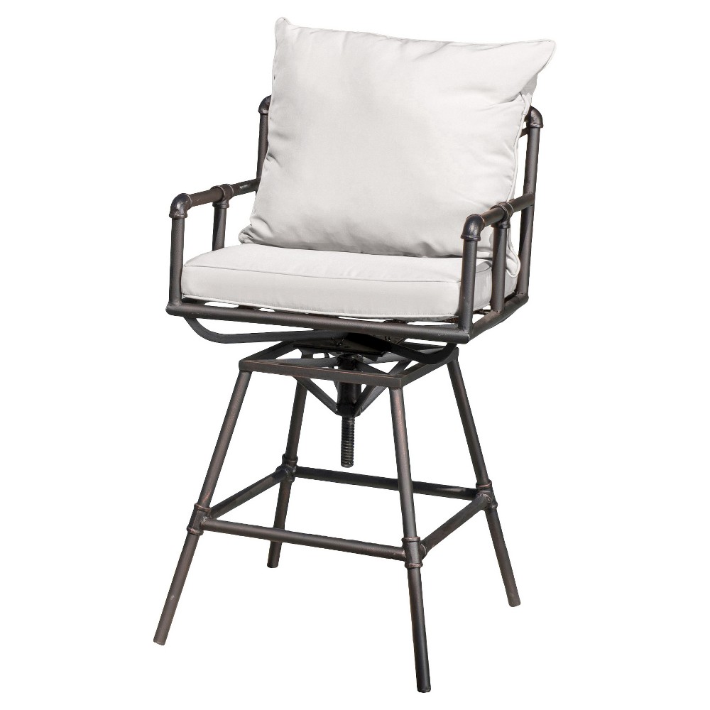 Northrup Pipe Iron Patio Adjustable Barstool with Cushion Black Christopher Knight Home