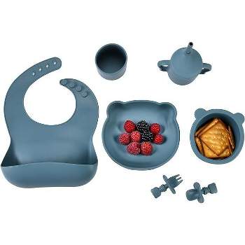 Childlike Behavior Toddler Silicone Suction Plates and Bowls, Blue