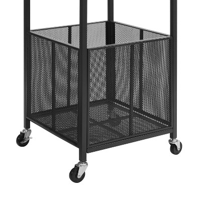 Gray Metal Poolside Towel Valet with Wheels