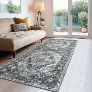 Washable Area Rugs,Indoor Vintage Printed Rug, Stain Resistant Living Room Carpet, Soft Low Pile Oriental Carpet - 1 of 4