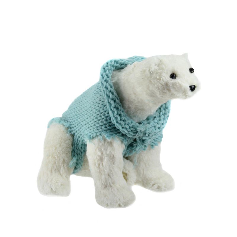 Northlight 10.25" White and Blue Standing Polar Bear Christmas Decor, 1 of 2