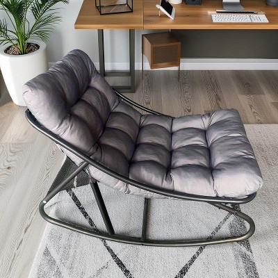 Outdoor Rocking Chair – Modern Metal Rocker with Thick Cushion, 350 lbs Capacity, High Back Lounge Chair for Patio, Garden, and Living Room