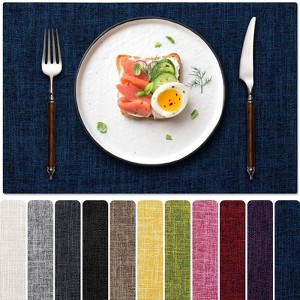 Aoibox Set of 4 Dual-Layered Thickened Faux Linen Cloth Place Mats, Heat Resistant Machine Washable Wrinkle Free Table Mats for Indoor/Outdoor Use - 1 of 4