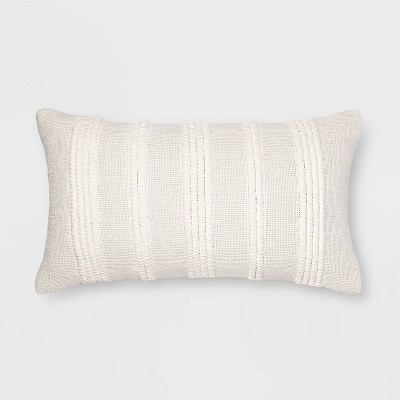 Oversize Textured Woven Striped Lumbar Throw Pillow Cream - Threshold™