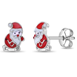 Girls' Christmas Santa Standard Sterling Silver Earrings - In Season Jewelry - 1 of 4