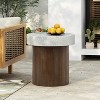 VYNXARIA Side Table for indoors or outdoors,Antique white top+Natural wood frame - 2 of 4
