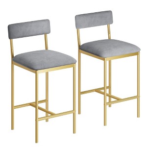 Bar Stools Kitchen Set of 2, Upholstered Counter Height Barstools with Back, Footrest, Bar Chairs for Kitchen, Island, Counter Bar - 1 of 4