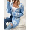 Coolmee Women's Long Sleeve Open Front Cardigans Floral Color Block Loose Knit Sweaters Outwear Coat - 3 of 4