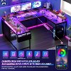 U Shaped Computer Gaming Desk,with LED Lights & Power Outlets,Corner Computer Desk with Storage Shelves,for Home Office - 4 of 4