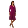 Rekucci Women's Slimming 3/4 Sleeve Fit and Flare Crossover Tummy Control Dress - Magenta , 18 - 2 of 4