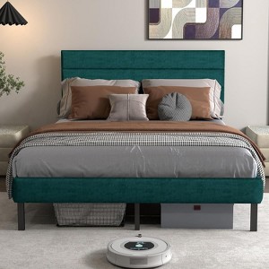 Sapphtopaz Modern Bed Frame with Tufted Headboard Upholstered Platform Bed with Underbed Storage for Bedroom,No Box Spring Needed - 1 of 4
