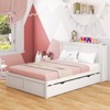 Infans Full Wooden Platform Bed with Trundle Storage Headboard Pull Out Shelves White - 4 of 4