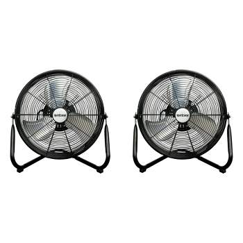 Hurricane Pro Series 16 Inch High Velocity Metal Orbital Wall Floor Fan with 3 Adjustable Speed Settings and 360 Degree Oscillation, Black (2 Pack)