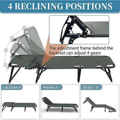 Gray Folding Camping Cot with Padded Mattress and Carry Bag