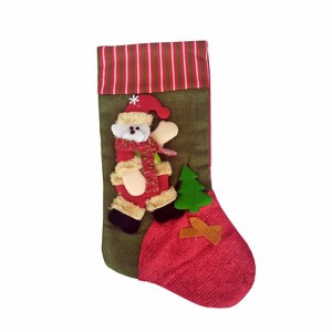 FIONECA 14 x 9" Xmas Stocking Sack Santa Christmas Gift Bag Hanging Gift Stocking Bag - 1 of 1