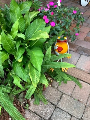 Latte Larry Frog with Coffee Cup Metal Garden Statue